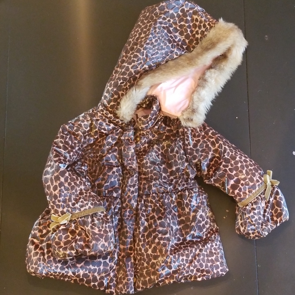 Juicy Couture Girls Leopard Print Puffer Jacket